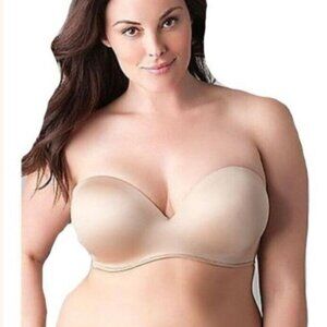 Lane Bryant Cacique Bra Multi Way Strapless Bare Solution 44C Cafe w/ Straps